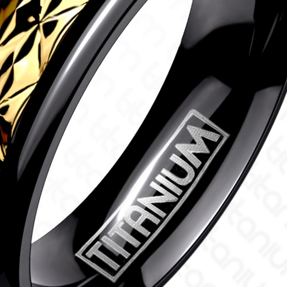 Titanium Jagged Gold Accent Black and Gold Band - Picture 2 of 3